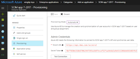 Azure SCIM connection