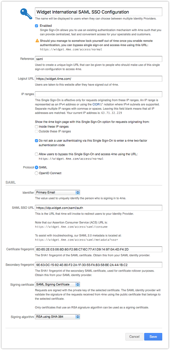 Single Sign-On Configuration